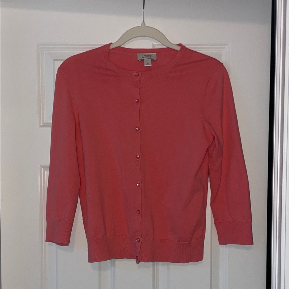 LOFT Vibrant Pink Cardigan Sweater
